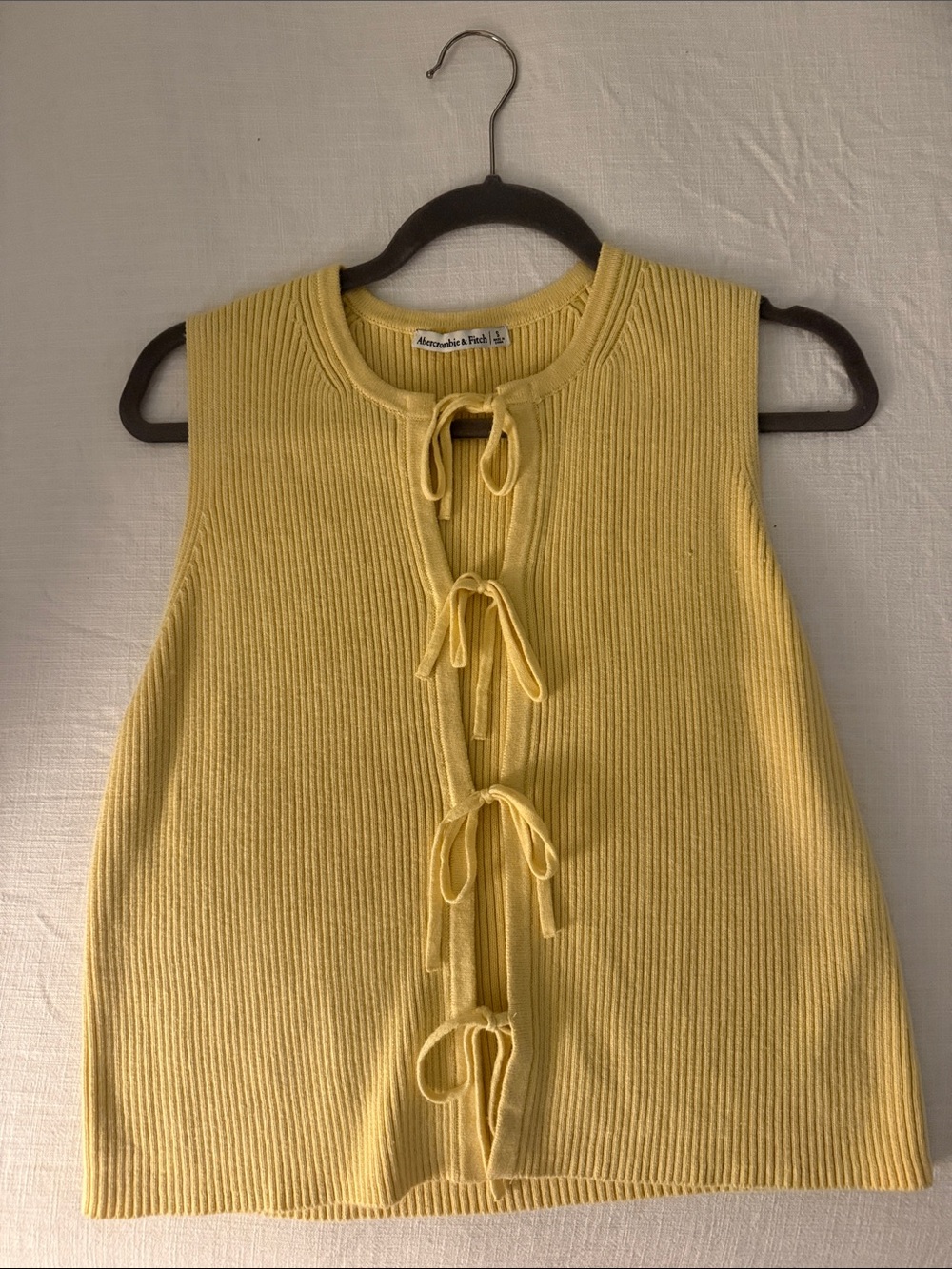 Abercrombie & Fitch Yellow Ribbed Tie-Front Tank Top
